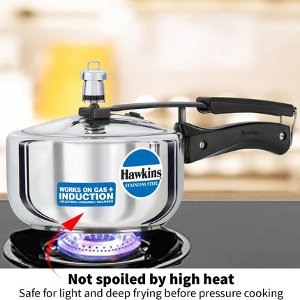 Hawkins Stainless Steel Pressure Cooker 2L to 8L Induction Gas Electric Compatible Cooker