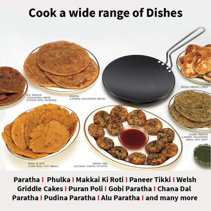 Futura by Hawkins Hard Anodised Concave Tawa for Roti Chapati Paratha with Steel Handle