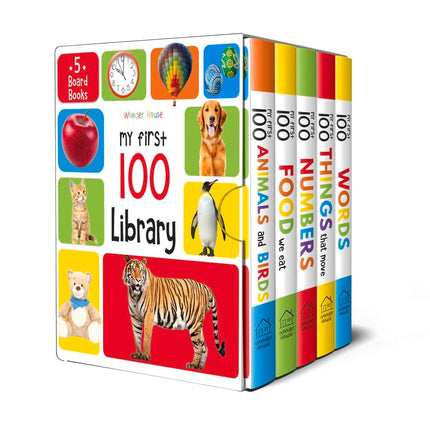 My First 100 Library: Boxset of 5 Early Learning Board Books for Kids/Children (homeschool / preschool / baby/toddler)