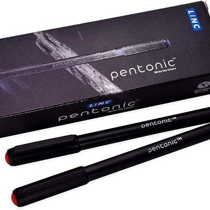 Pentonic Ballpoint & Frost Pens 0.7mm Fine Tip Pack of 10 Black Blue Red Smooth Writing Quick Dry Ink Stationery Set for School Office Home Notes Exams Journaling Everyday Writing