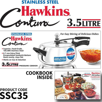 Hawkins Stainless Steel Pressure Cooker 1.5L 2L 3L 3.5L 5L with Induction Compatible Base