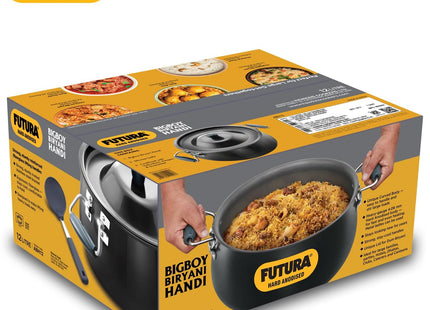 Hawkins Futura BigBoy Biryani Handi, Hard Anodised Cook & Serve Pot with Lid, Black
