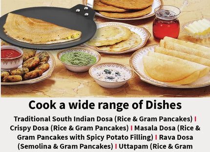 Hawkins Futura 30 cm Non Stick Induction Dosa Tava, Black Aluminium Tawa