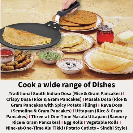 Hawkins Futura Hard Anodised Non Stick Dosa Tava 30cm Large Griddle for Dosa Uttapam