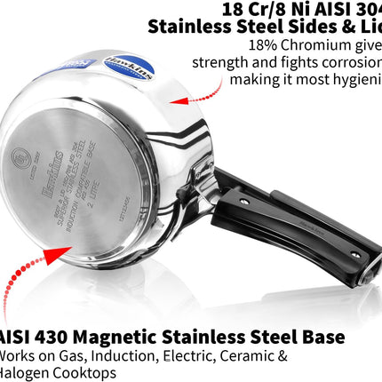 Hawkins Stainless Steel Pressure Cooker 2L to 8L Induction Gas Electric Compatible Cooker
