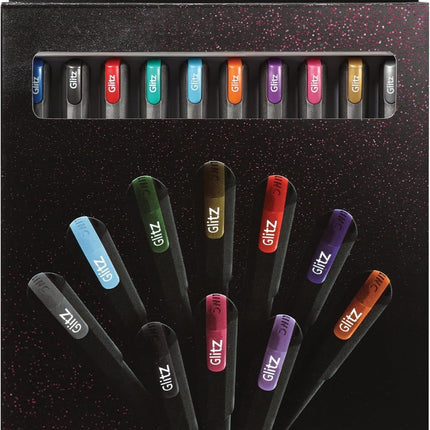 Pentonic Writing Pens Set Gel, Ballpoint & Glitter Gel Pens 0.6mm/0.7mm/1.0mm Fine Medium Tip Multicolour, 10 & 12 Pack for School Office Journaling Everyday Writing