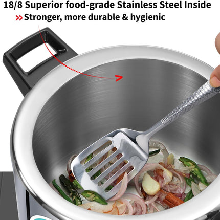 Hawkins Classic 5 Litre Triply Stainless Steel Pressure Cooker  Inner Lid Induction Compatible Heavy Duty