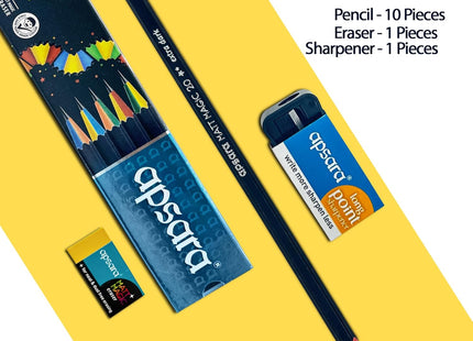 Apsara Stationery Collection Pencils, Erasers & Sharpeners for Writing, Drawing, Sketching & Marking | School Supplies & Gift for Kids