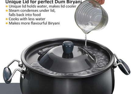 Hawkins Futura BigBoy Biryani Handi, Hard Anodised Cook & Serve Pot with Lid, Black