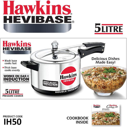 Hawkins Hevibase Aluminium Pressure Cooker 2L to 8L Heavy Base Induction Compatible for Gas and Electric Stoves