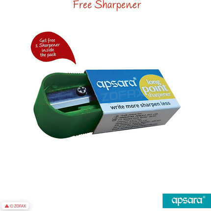 Apsara Gold 10 Wooden Pencils Eraser Sharpener Break-Resistant Lead Office School