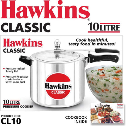 Hawkins Classic Aluminium Pressure Cooker 1.5L to 10L Silver Cooker with Pressure Regulator