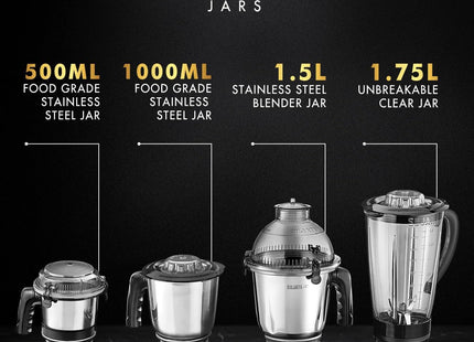 Sujata MG03 900W Mixer Grinder with Juice Extractor and Jars