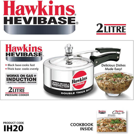 Hawkins Hevibase Aluminium Pressure Cooker 2L to 8L Heavy Base Induction Compatible for Gas and Electric Stoves