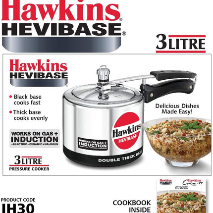 Hawkins Hevibase Aluminium Pressure Cooker 2L to 8L Heavy Base Induction Compatible for Gas and Electric Stoves