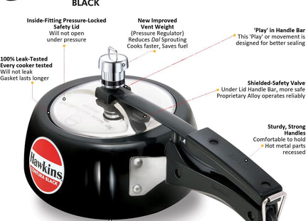 Hawkins Contura Hard Anodized Pressure Cooker – Curved Body, Energy Efficient, Gas & Electric Stove Compatible | 1.5L to 6.5L