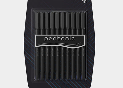 Pentonic Ballpoint & Frost Pens 0.7mm Fine Tip Pack of 10 Black Blue Red Smooth Writing Quick Dry Ink Stationery Set for School Office Home Notes Exams Journaling Everyday Writing