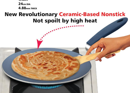 Hawkins Ceramic Nonstick 24 cm Induction Tava, Granite Paratha Tawa, Gray