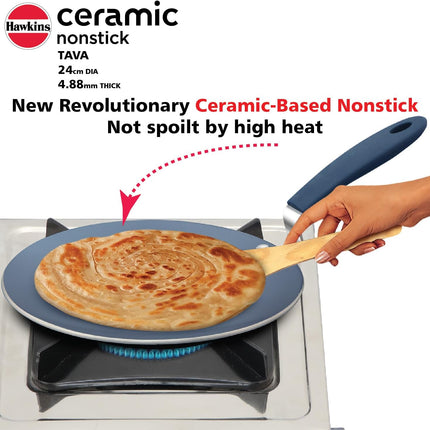 Hawkins Ceramic Non Stick Tava 24cm Induction Griddle with German Ceramic Coating