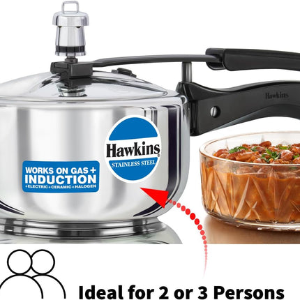 Hawkins Stainless Steel Pressure Cooker 2L to 8L Induction Gas Electric Compatible Cooker