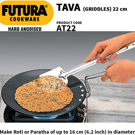 Futura by Hawkins Hard Anodised Concave Tawa for Roti Chapati Paratha with Steel Handle