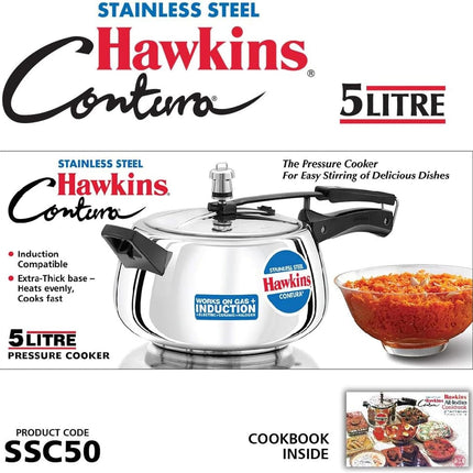 Hawkins Stainless Steel Pressure Cooker 1.5L 2L 3L 3.5L 5L with Induction Compatible Base