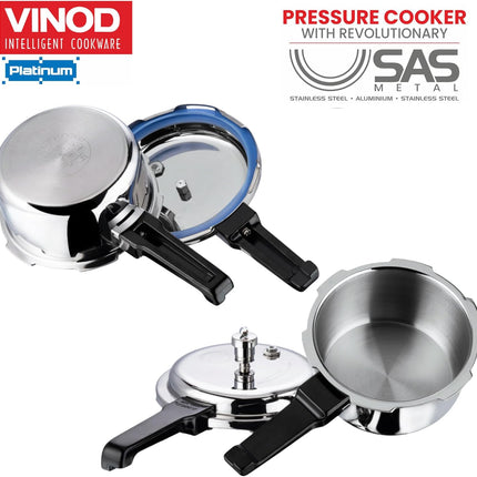 Vinod Platinum Triply Stainless Steel Outer Lid Pressure Cooker