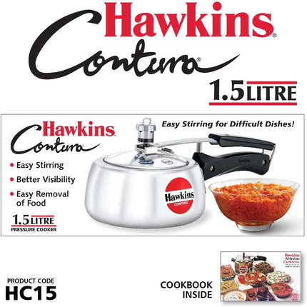 Hawkins Contura Aluminium Pressure Cooker 1.5L to 6.5L Silver Cooker for Gas and Electric Stove