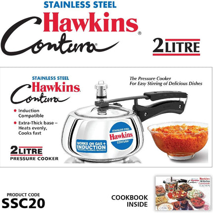 Hawkins Stainless Steel Pressure Cooker 1.5L 2L 3L 3.5L 5L with Induction Compatible Base