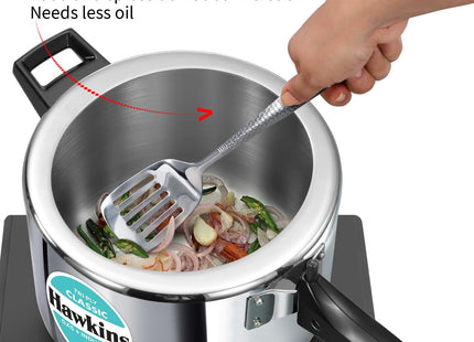 Hawkins Classic 5 Litre Triply Stainless Steel Pressure Cooker with Inner Lid, Induction Compatible, Silver