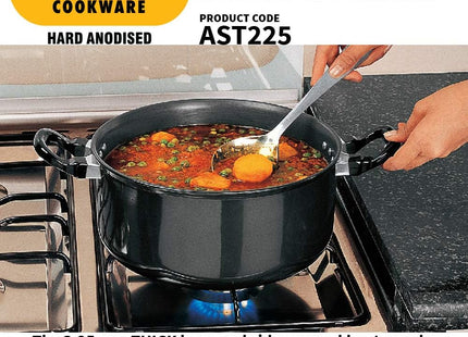 Hawkins Futura Hard Anodised Stewpot, Cook & Serve Pot, 2.25L & 5L Variants, Black