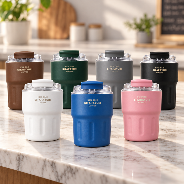 Sitarayuri 290ml Stainless Steel Insulated Travel Coffee Tea Mug Cup + Lid Hot & Cold Drinks