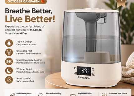 Lexical Humidifiers Collection | Humidifier 6L 21W Air Humidifier | Models LHM-4560 | Air Humidifier | Room Humidifier | Mist Humidifier | Home Air