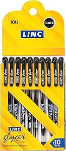Linc Glycer Ballpoint Pens 0.6mm Fine Tip Blue Black Red Ink Smooth Writing Pack of 10 for School Office Everyday Use