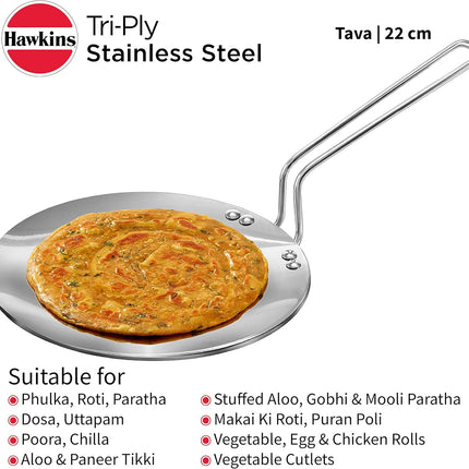 Hawkins Tri-Ply nerezová indukční pánev Tava, průměr 22, 26 cm, tloušťka 3,5 mm, stříbrná