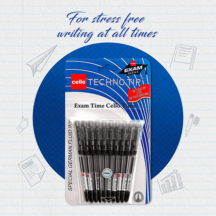 Cello Technotip Ball Pen Set - Pack of 10 (Black)