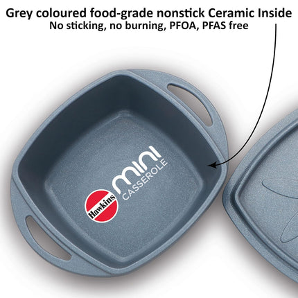 Hawkins Mini Casserole 0.75L Non Stick Die Cast Aluminium with Glass Lid