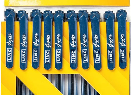 Linc Glycer Ballpoint Pens 0.6mm Fine Tip Blue Black Red Ink Smooth Writing Pack of 10 for School Office Everyday Use