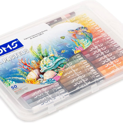 Doms 50 Assorted Colour Shades Oil Pastels - Rich Bright Smooth Even Shades