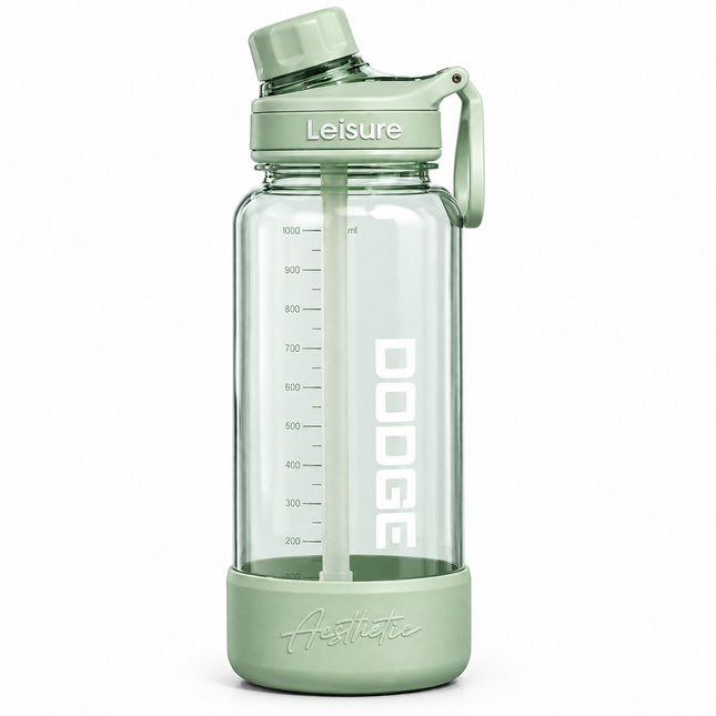 Dodge 520ml Sports Water Bottle with Straw Time Marker Carry Handle