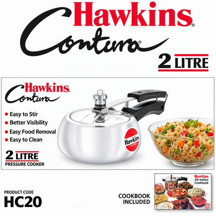 Hawkins Contura Aluminium Pressure Cooker 2L 3L 4L 5L Silver Cooker Gas Electric Stove