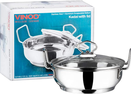 Vinod Stainless Steel Kadai with Glass Lid