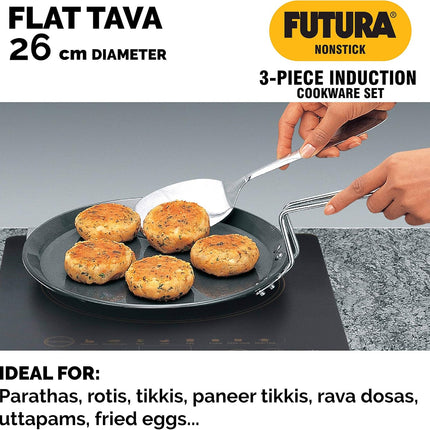 Hawkins Futura 5 Piece Non Stick Cookware Set Induction Compatible Aluminium Frying Pan Flat Tawa Stewpot