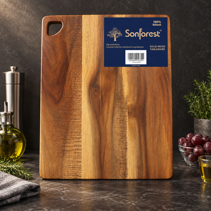 Solid Acacia Wood Chopping Boards Cutting Kitchen Prep Serving Board Checkerboard Collection