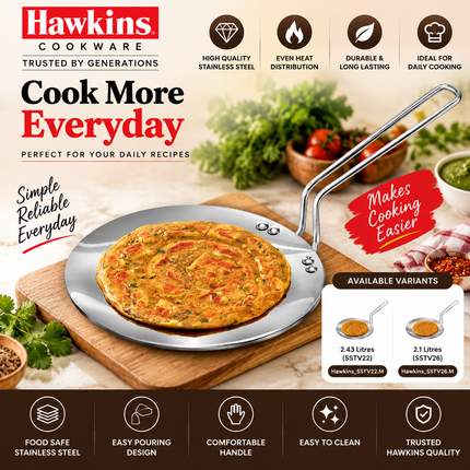 Hawkins Tri-Ply nerezová indukční pánev Tava, průměr 22, 26 cm, tloušťka 3,5 mm, stříbrná