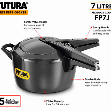 Futura by Hawkins Hard Anodized Pressure Cooker 2L to 9L Black Cooker for Everyday Cooking