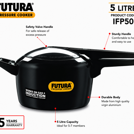Hawkins Futura Hard Anodised Cooker with Induction Compatible Base for Gas and Electric Stove