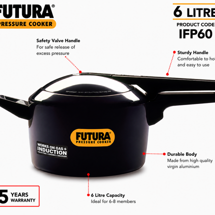 Hawkins Futura Hard Anodised Cooker with Induction Compatible Base for Gas and Electric Stove