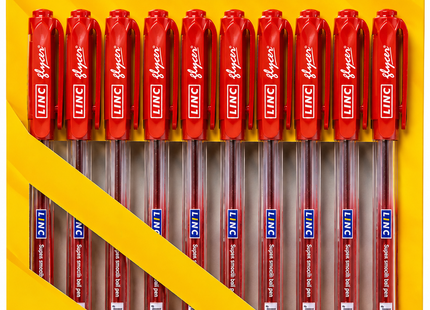 Linc Glycer Ballpoint Pens 0.6mm Fine Tip Blue Black Red Ink Smooth Writing Pack of 10 for School Office Everyday Use