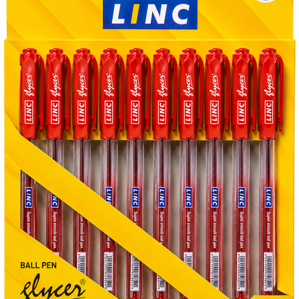 Linc Glycer Ballpoint Pens 0.6mm Fine Tip Blue Black Red Ink Smooth Writing Pack of 10 for School Office Everyday Use